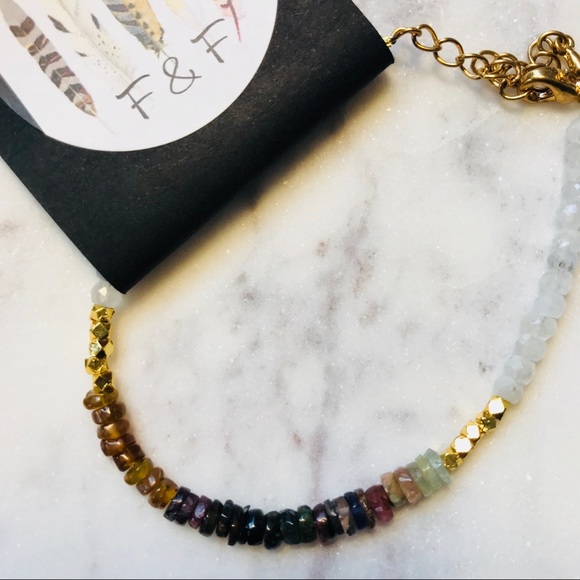 Last 1! πΊ Rainbow Moonstone and Gemstone Bracelet - Picture 5 of 5